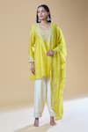 Buy_Samyukta Singhania_Yellow Kurta And Pant Pure Chanderi Embroidered Zari U-neck Sequin Set _Online_at_Aza_Fashions