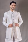 Buy_Aryavir Malhotra_Cream Sherwani Pewor Silk Embroidery Sequin Linear Layered With Pyjama 