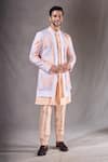 Aryavir Malhotra_White Sherwani Imported And Banarasi Embroidery Ombre With Pyjama _at_Aza_Fashions