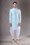 Buy_Aryavir Malhotra_Green Sherwani Zari Jacquard Self Design Floral Butti Pattern With Dhoti Pant 