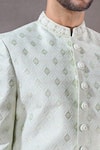 Aryavir Malhotra_Green Sherwani Zari Jacquard Self Design Mandala Pattern With Dhoti Pant _at_Aza_Fashions