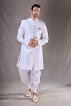 Buy_Aryavir Malhotra_Off White Sherwani Imported Silk Embroidery Sequin Butti With Dhoti Pant _Online_at_Aza_Fashions