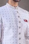 Aryavir Malhotra_Off White Sherwani Imported Silk Embroidery Sequin Butti With Dhoti Pant _at_Aza_Fashions