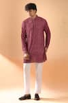 Buy_Spring Break_Maroon Kurta Viscose Embroidered Laser Cut Applique Lucknowi With Pant _at_Aza_Fashions