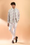 Buy_Spring Break_White Jacket And Shirt Cotton Printed Floral Flamingo & Pant Set _at_Aza_Fashions