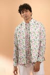 Spring Break_White Jacket And Shirt Cotton Printed Floral Flamingo & Pant Set _Online_at_Aza_Fashions