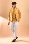 Buy_SPRING BREAK_Yellow Jacket And Shirt Cotton Printed Floral & Pant Set _at_Aza_Fashions