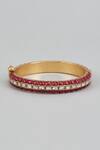 Shop_Karisa Designs_Red Kundan Stone Embellished Bangle _at_Aza_Fashions