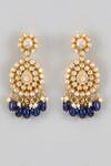 Shop_Karisa Designs_White Pearls, Beads, Zari Moissanite Polki Drop Earrings _at_Aza_Fashions
