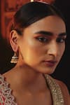 Buy_Karisa Designs_Blue Kundan Embellished Pearl Drop Jhumkas _at_Aza_Fashions