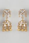 Shop_Karisa Designs_White Floral Kundan Stone Embellished Jhumkas _at_Aza_Fashions
