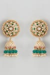 Shop_Karisa Designs_White Kundan Embellished Bead Drop Jhumkas _at_Aza_Fashions