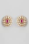 Shop_Karisa Designs_White Diamonds, Stones Moissanite Polkis Embellished Studs _at_Aza_Fashions
