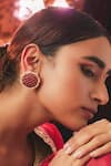 Buy_Karisa Designs_Red Stones, Pearls Kundan Embellished Studs _at_Aza_Fashions