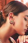Buy_Karisa Designs_Red Stones, Pearls Floret Kundan Work Studs _at_Aza_Fashions