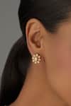 Buy_Karisa Designs_White Crystals, Diamonds Moissanite Polki Embellished Floret Studs _at_Aza_Fashions