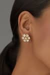 Buy_Karisa Designs_White Moissanite Polki Floral Studs _at_Aza_Fashions