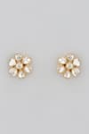 Shop_Karisa Designs_White Moissanite Polki Floral Studs _at_Aza_Fashions