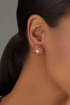 Buy_Karisa Designs_Red Stones Kundan Carved Floral Studs _at_Aza_Fashions