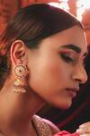 Buy Karisa Designs Gold Plated Pearls, Stones Geometric Carved Jhumkas at Aza Fashions Buy_Karisa Designs_Gold Plated Pearls, Stones Geometric Carved Jhumkas _at_Aza_Fashions