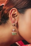 Buy_Karisa Designs_Red Kundan Studded Jhumkas _at_Aza_Fashions