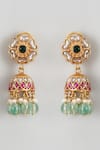 Shop_Karisa Designs_Red Kundan Studded Jhumkas _at_Aza_Fashions