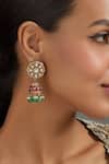 Buy_Karisa Designs_White Victorian Stone Embellished Jhumkas _at_Aza_Fashions