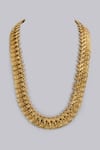 Shop_Karisa Designs_Gold Plated Tarak Coin Carved Necklace _at_Aza_Fashions