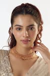Buy_Karisa Designs_Gold Plated Goddess Laxmi Coin Carved Choker _at_Aza_Fashions
