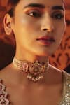 Buy_Karisa Designs_Gold Plated Kundan Stone Embellished Pendant Choker _at_Aza_Fashions