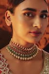 Buy_Karisa Designs_Red Kundan Stone Embellished Choker _at_Aza_Fashions