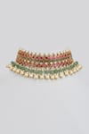 Shop_Karisa Designs_Red Kundan Stone Embellished Choker _at_Aza_Fashions