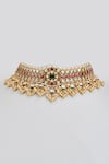 Buy_Karisa Designs_Red Kundan Stone Embellished Choker _at_Aza_Fashions