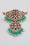 Shop_Karisa Designs_Green Kundan Onyx Bead Embellished Pendant Choker _at_Aza_Fashions