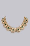 Shop_Karisa Designs_Green Stone Kundan And Embellished Necklace _at_Aza_Fashions