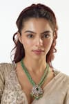 Buy_Karisa Designs_Green Stone Moissanite And Bead Embellished Pendant Necklace _at_Aza_Fashions