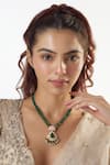 Buy_Karisa Designs_Green Stone Moissanite Polki Embellished Pendant Necklace _at_Aza_Fashions