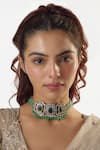 Buy_Karisa Designs_Green Moissanite Polki Embellished Pendant Necklace _at_Aza_Fashions