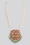 Buy_Karisa Designs_Red Kundan And Onyx Bead Embellished Pendant Necklace _at_Aza_Fashions