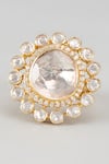 Shop_Karisa Designs_White Moissanite Polki Embellished Ring _at_Aza_Fashions