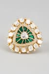 Buy_Karisa Designs_Green Moissanite Polki Cz And Stone Embellished Ring _at_Aza_Fashions