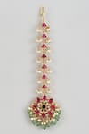 Shop_Karisa Designs_Red Kundan Embellished Maangtikka _at_Aza_Fashions