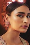 Buy_Karisa Designs_Red Kundan Embellished Stud Earrings _at_Aza_Fashions