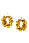 Shop_SUHANI PITTIE_Gold Plated Crystal Coin Cluster Hoops _at_Aza_Fashions