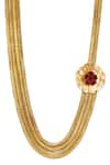 Buy_SUHANI PITTIE_Red Crystal Coin Embellished Layered Necklace _at_Aza_Fashions