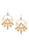 Shop_SUHANI PITTIE_Gold Plated Crystal Kasu Coin Earrings _at_Aza_Fashions