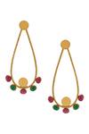 Shop_SUHANI PITTIE_Red Crystal Teardrop Earrings _at_Aza_Fashions