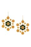 Shop_SUHANI PITTIE_Gold Plated Crystal Kasu Coin Embellished Earrings _at_Aza_Fashions