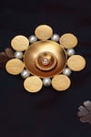 Buy_SUHANI PITTIE_Gold Crystal Floral Kasu Coin Hair Brooch _at_Aza_Fashions