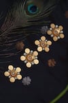 Shop_SUHANI PITTIE_Gold Crystal Kasu Coin Floral Hair Brooch-Set of 4 _at_Aza_Fashions